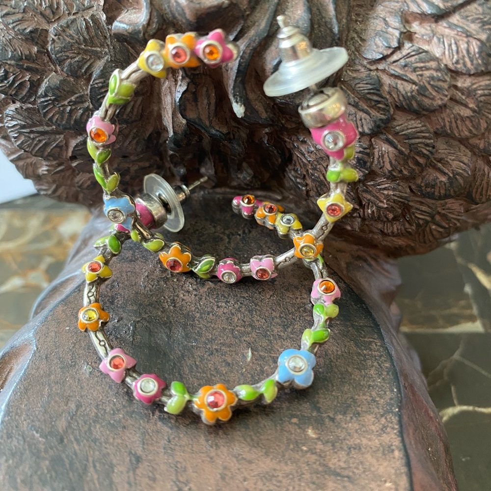 Brighton Multicolor Floral Hoop Earrings